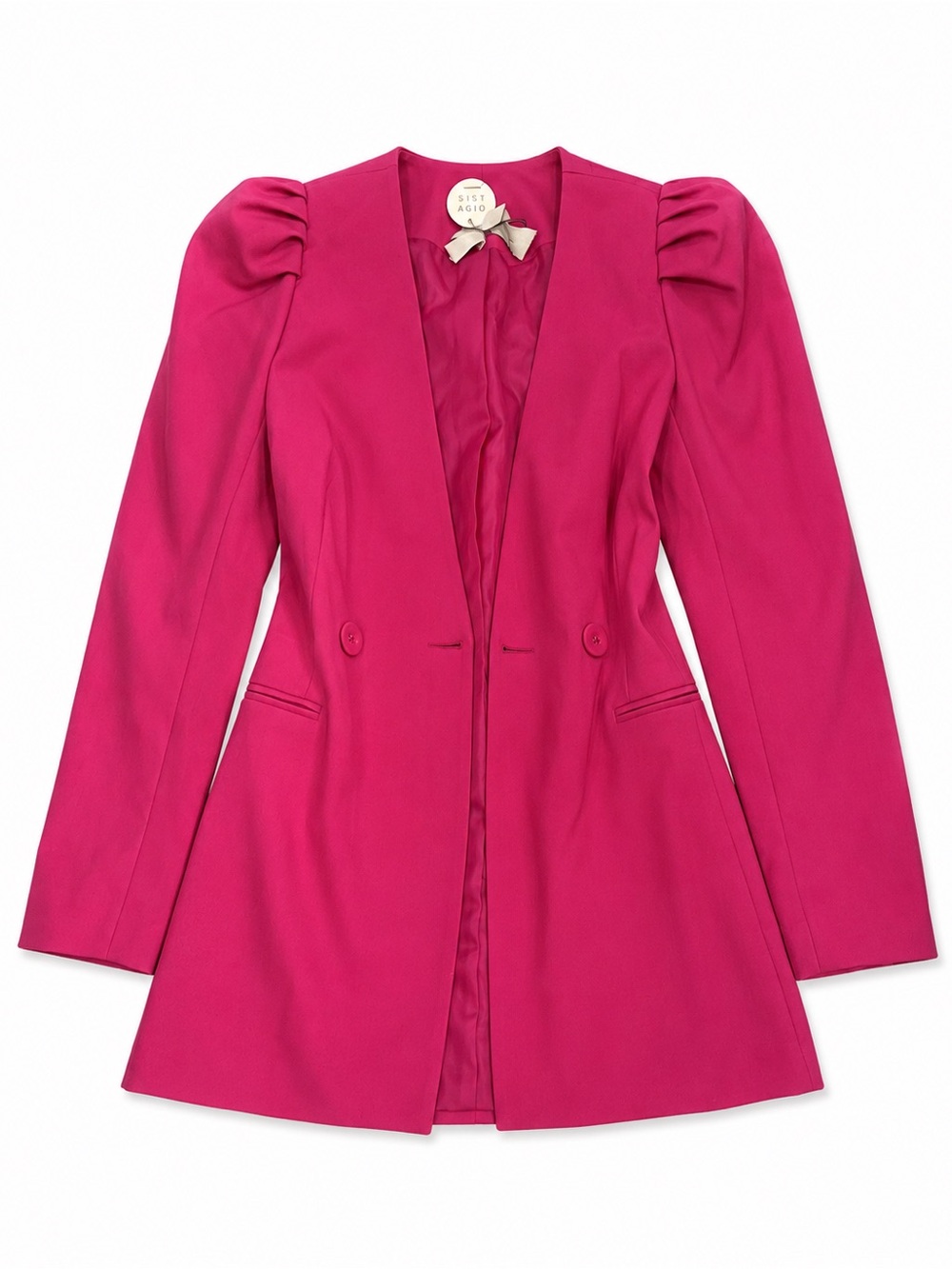 Fuchsia Puff-Sleeve Blazer Jacket